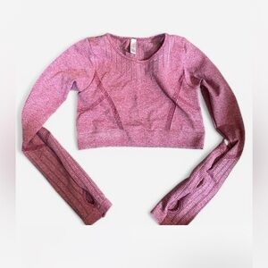 Vibrant Pink Fitted Long Sleeve Crop top